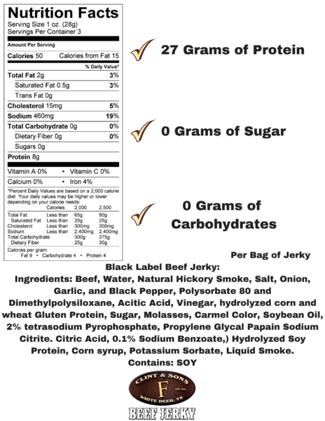 black label nutrition facts